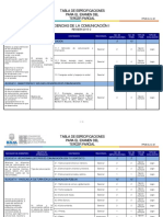 Tabla de Especificaciones Ciencias de La Comunicación I