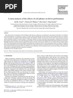 A Meta-Analysis of The Effects of Cell Phones On Driver Performance