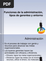 Funciones de La Administración, Tipos de Gerentes y Entorno