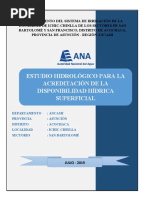 Memoria Descriptiva Disponibilidad Hidrica San Bartolome