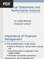 Financial Statements and Performance Analysis: DR Leslie Mitchell Financial Control