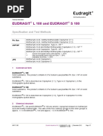 Evonik Eudragit L 100 and Eudragit S 100 Specification Sheet PDF