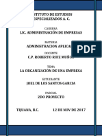 Proyecto 2, LA ORGANIZACION DE UNA EMPRESA