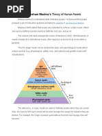 Abraham Maslows Theory of Human Needs