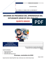 5 Informe Progreso Aprendizaje - Quinto Grado