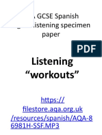 AQA Spanish Listening Workouts Higher Specimen Practice Booklet Version