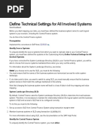 Define Technical Settings For All Involved Systems: Prerequisites