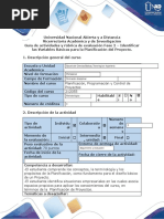 Guía de Actividades y Rúbrica de Evaluación Fase 2 - Identificar Las Variables Básicas para La Planificación Del Proyecto.