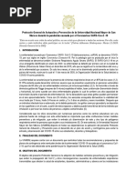 Protocolo para El Inicio de Actividades Adm. y Academicas