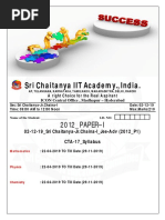 Sri Chaitanya IIT Academy., India.: 2012 - PAPER-I