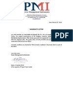 PMI Warranty Letter PDF