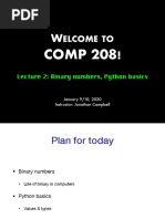 Lecture 2 - Binary Numbers, Python Basics PDF