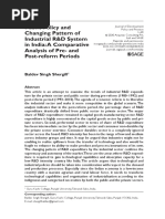 Public Policy and Changing Pattern of Industrial R&D System in India: A Comparative Analysis of Pre-And Post-Reform Periods