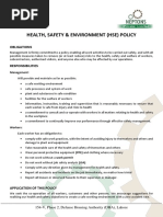 Health, Safety & Environment (Hse) Policy: Obligations