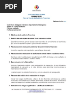 Formato No 18 Plan de Trabajo de Auditoria Financiera