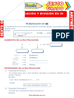 Elementos y Propiedades de La Multiplicación y División para Sexto Grado de Primaria