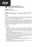 Fichamento (H) - ORLANDI, Eni P. Et Al. Introdução. in Introdução Às Ciências Da Linguagem - Discurso e Textualidade