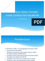 Komunikasi Dalam Konteks Sosial, Budaya Dan Keyakinan