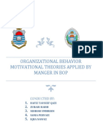 Organizational Behavior Motivational Theories Applied by Manger in Bop