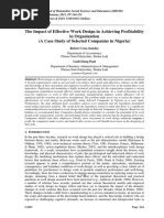 The Impact of Effective Work Design in Achieving Profitability in Organization (A Case Study of Selected Companies in Nigeria)