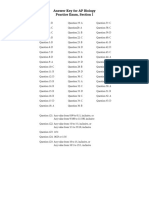 Answer Key For AP Biology Practice Exam, Section I