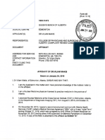 College of Physicians and Surgeons of Alberta QB1803-01472 AFFIDAVIT Sworn Jan.24, 2019