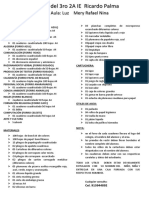 Lista de Utiles Escolares 2020 3° 2a Ricardo Palma PDF