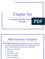 Chapter Ten: Developing The Main Elements of Reports