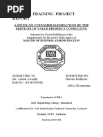 Summer Training Project: A Study On Customer Satsifaction by The Services of Value Prospect Consulting