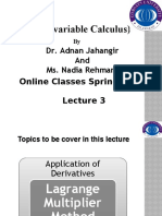 (Multivariable Calculus) : Dr. Adnan Jahangir and Ms. Nadia Rehman Online Classes Spring 2020