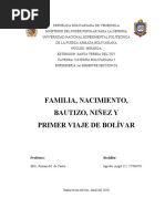 Familia, Nacimiento, Bautizo, Niñez y Primer Viaje de Bolívar. Resumen