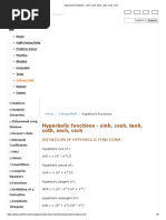 Hyperbolic Functions - Sinh, Cosh, Tanh, Coth, Sech, CSCH