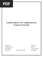 Assignment On Abdominal Paracentesis