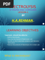 Electrolysis: of Molten Ionic Compounds
