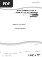 Tutorial Letter 201/1/2012: Introduction To Programming II Semester 1