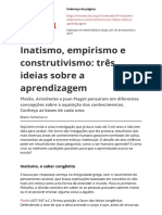 Inatismo Empirismo e Construtivismo Tres Ideias Sobre A Aprendizagempdf