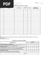 Activities and Scores Log Sheet Date Topic Activity Scor E HPS Parent'S Signature