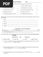 Kinetic and Potential Energy Worksheet Name - PDF