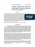 Expatriates Cultural Adjustment: Empirical Analysis On Individual Cultural Orientation