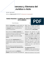 Teoría Francesa y Alemana Del Negocio Jurídico o Acto Jurídico