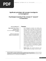 Significado Psicológico Del Concepto Investigación en Investigadores Psychological Meaning of The Concept of "Research" in Researchers