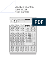 6, 8,10,12,16 CHANNEL Mic/Line Mixer Owners Manual: Caution: Attention