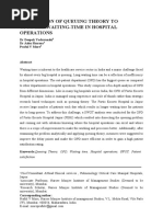 Application of Queuing Theory To Optimize Waiting-Time in Hospital Operations