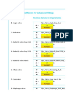 Valves. Valves and Fittings Pressure Drop Coefficients