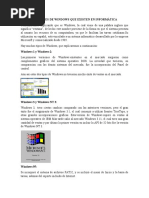 Versiones de Windows Que Existen en Informática