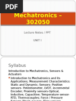 Mechatronics - 302050: Lecture Notes / PPT Unit I