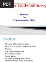 Seminar On Communication Skills: Submitted To: Submitted by