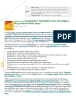 Naranjo Probability Scale in Drug Induced Liver Injury