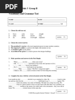 Starland 2 Module 3 Group B Vocabulary and Grammar Test: The Correct Answer