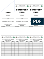 Dormitory Pass Dormitory Pass Dormitory Pass: Name Name Name